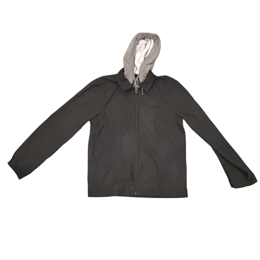 Volcom Mens Hooded Jacket Black Grey Full Zip Workwear Style Medium